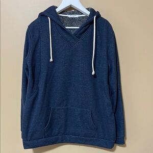 SMALLSHOW Blue Hooded Maternity Sweatshirt with Drawstrings. XXL
